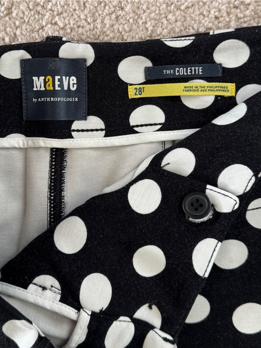 Maeve Colette Polka Dot Wide-Leg Pants - Black/White - Picture 4 of 7